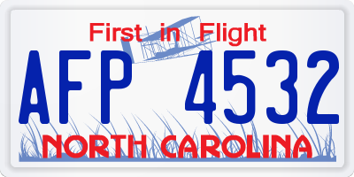 NC license plate AFP4532