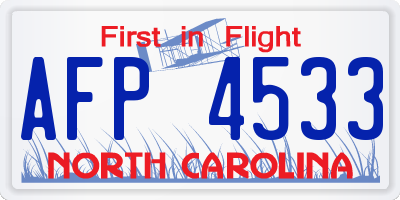 NC license plate AFP4533