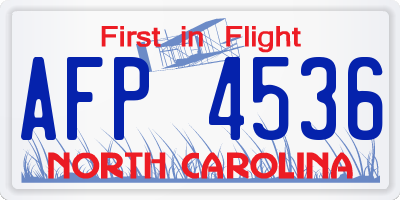 NC license plate AFP4536