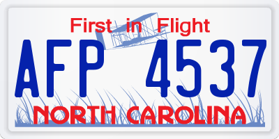 NC license plate AFP4537