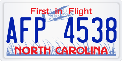 NC license plate AFP4538