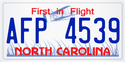 NC license plate AFP4539