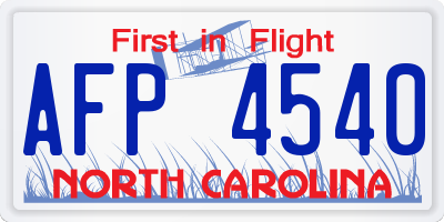 NC license plate AFP4540