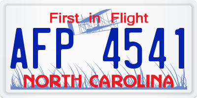 NC license plate AFP4541