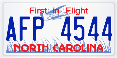 NC license plate AFP4544