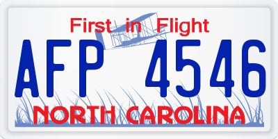 NC license plate AFP4546