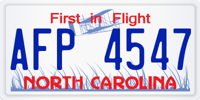NC license plate AFP4547