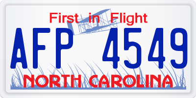 NC license plate AFP4549