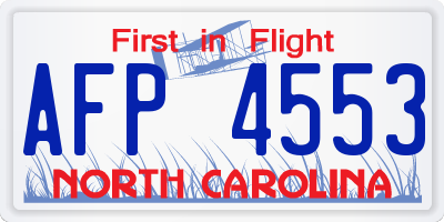 NC license plate AFP4553