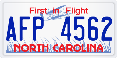 NC license plate AFP4562