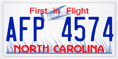 NC license plate AFP4574