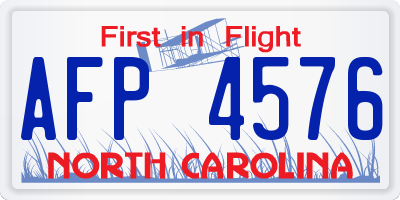NC license plate AFP4576