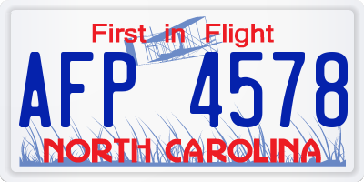 NC license plate AFP4578