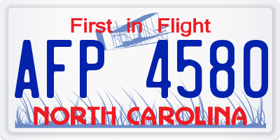 NC license plate AFP4580