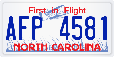 NC license plate AFP4581