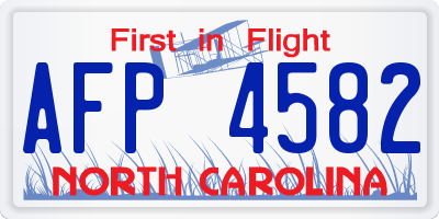 NC license plate AFP4582