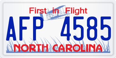 NC license plate AFP4585