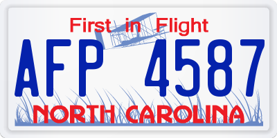 NC license plate AFP4587