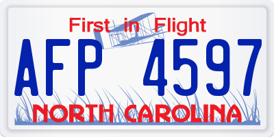 NC license plate AFP4597