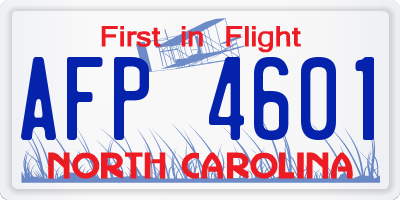 NC license plate AFP4601