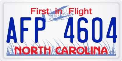 NC license plate AFP4604