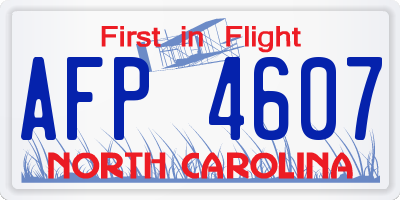 NC license plate AFP4607