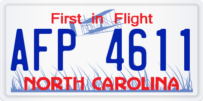 NC license plate AFP4611