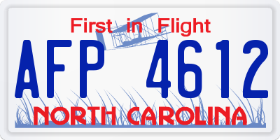 NC license plate AFP4612