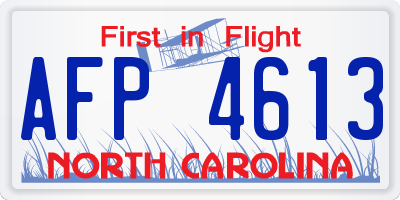 NC license plate AFP4613