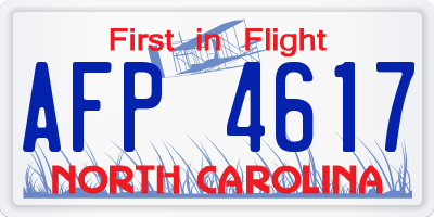 NC license plate AFP4617
