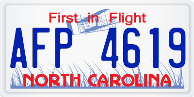 NC license plate AFP4619