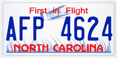 NC license plate AFP4624