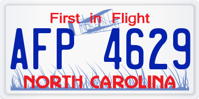 NC license plate AFP4629