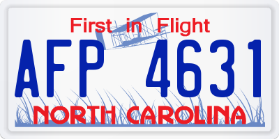 NC license plate AFP4631