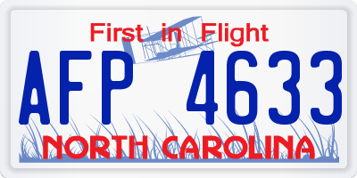 NC license plate AFP4633