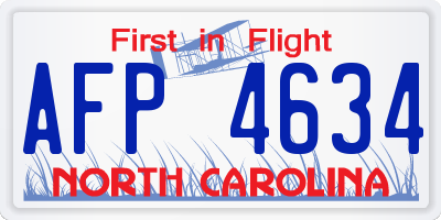 NC license plate AFP4634