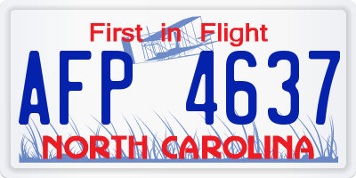 NC license plate AFP4637
