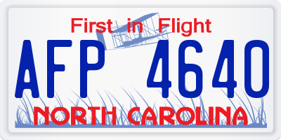NC license plate AFP4640
