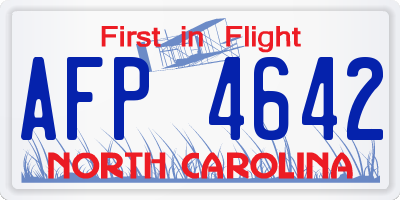 NC license plate AFP4642