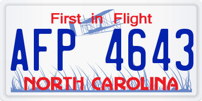 NC license plate AFP4643
