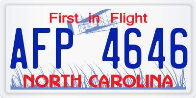 NC license plate AFP4646