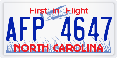 NC license plate AFP4647
