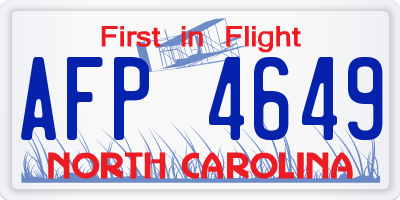 NC license plate AFP4649