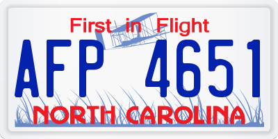 NC license plate AFP4651