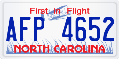 NC license plate AFP4652