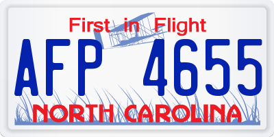 NC license plate AFP4655