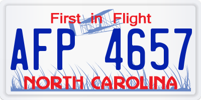 NC license plate AFP4657
