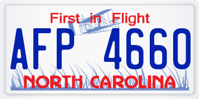 NC license plate AFP4660