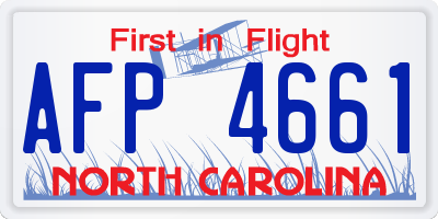NC license plate AFP4661
