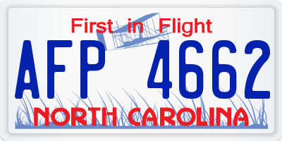 NC license plate AFP4662